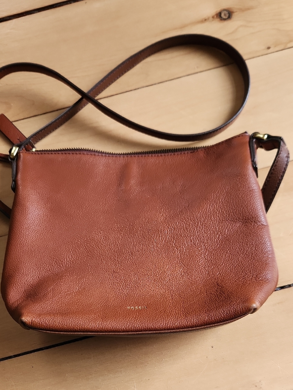 Fossil Chestnut Brown Leather Crossbody